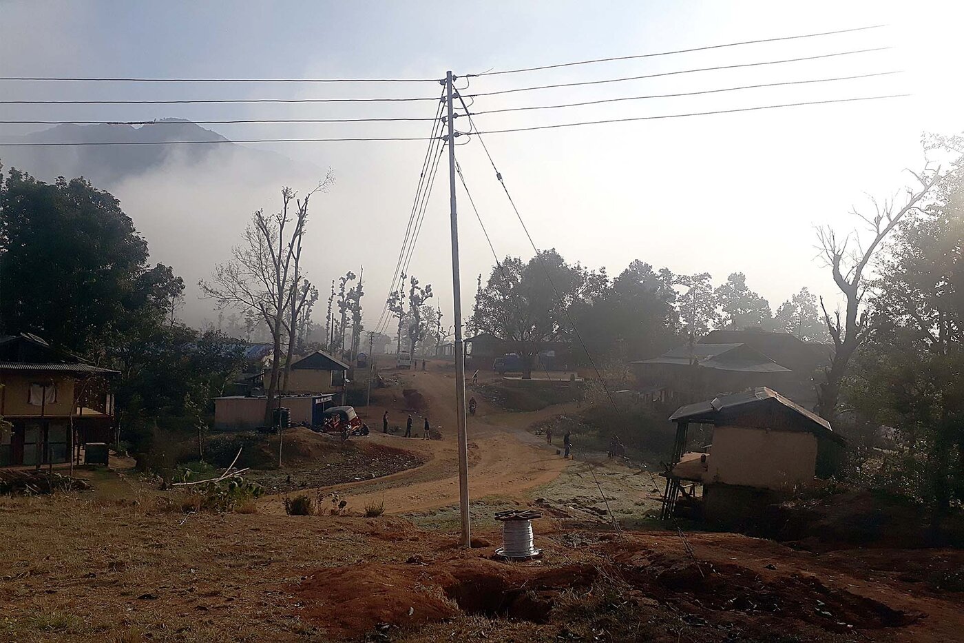 Power poles and transmission line to the Gutu Microgrid village