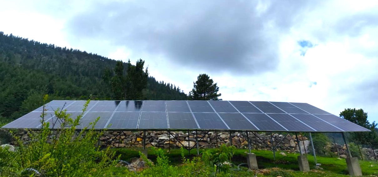 Ground-mounted solar array section at Kankasundari