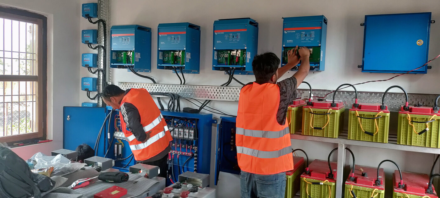 Battery bank and Victron inverter room at Thori